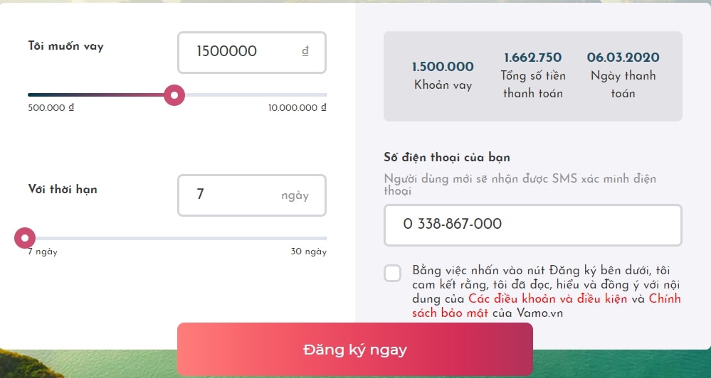 vamo web vay tiền online