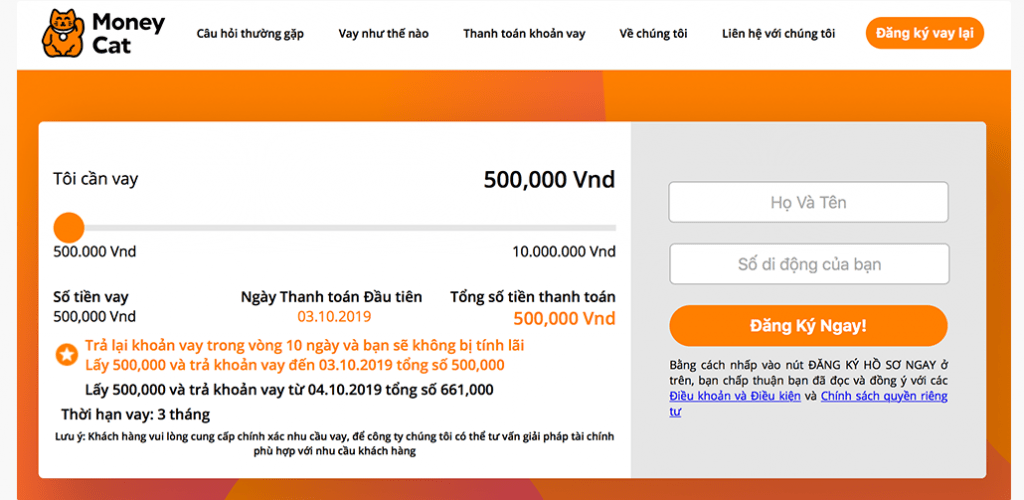 Moneycat vay tiền online lãi suất thấp